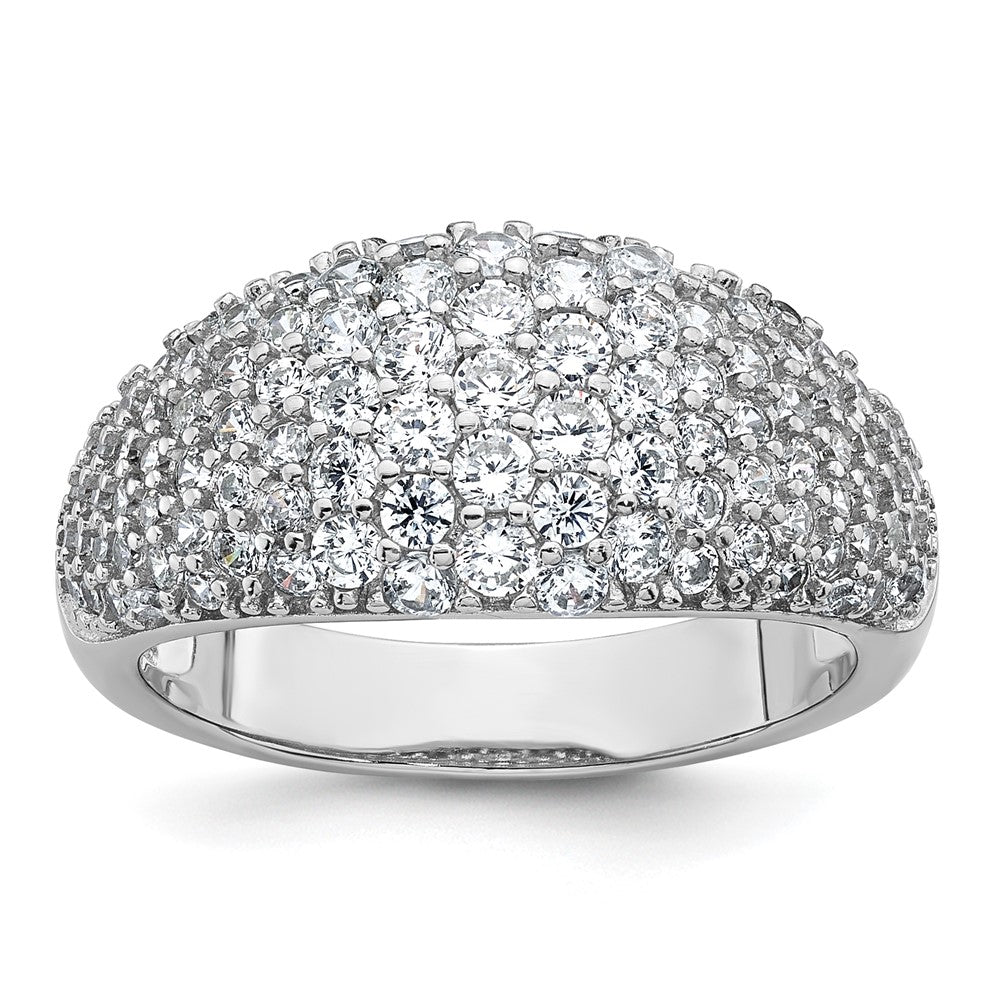 Sterling Silver Rhodium-plated Polished Tapered Pave CZ Ring