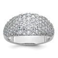 Sterling Silver Rhodium-plated Polished Tapered Pave CZ Ring