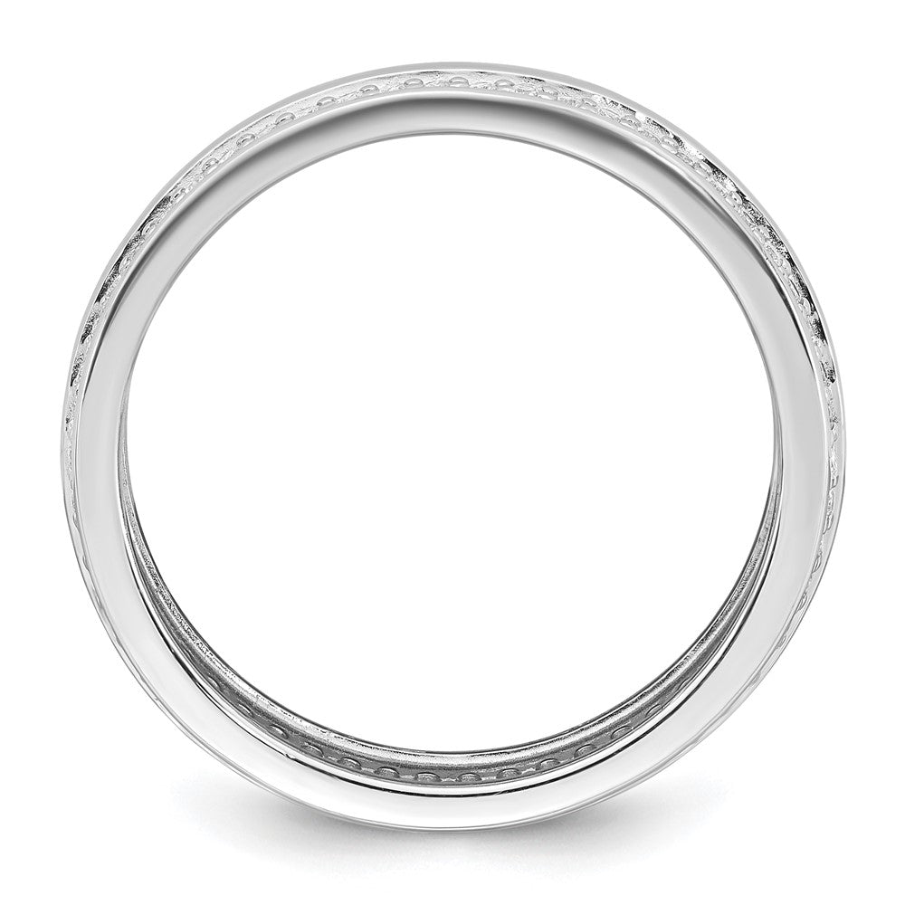 Sterling Silver Rhodium-plated Polished 6.5mm CZ Ring