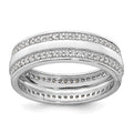 Sterling Silver Rhodium-plated Polished 6.5mm CZ Ring