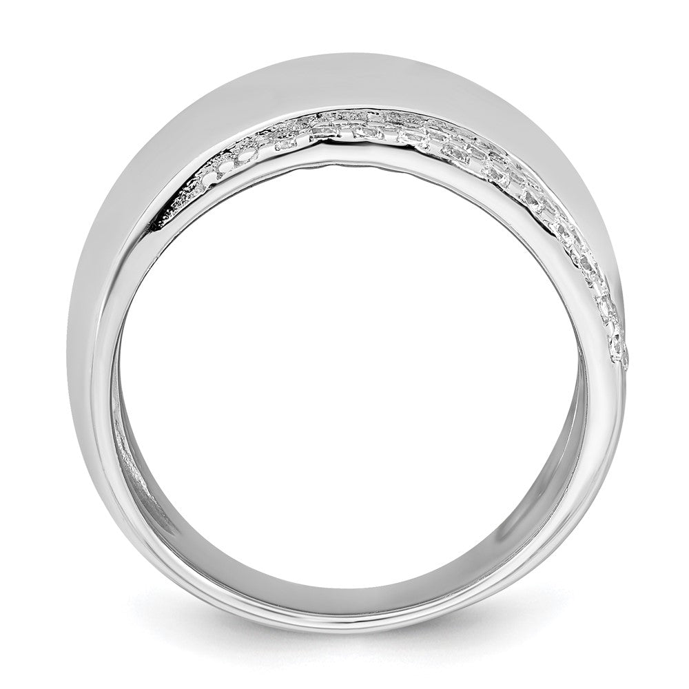 Sterling Silver Rhodium-plated Polished Fancy CZ Ring