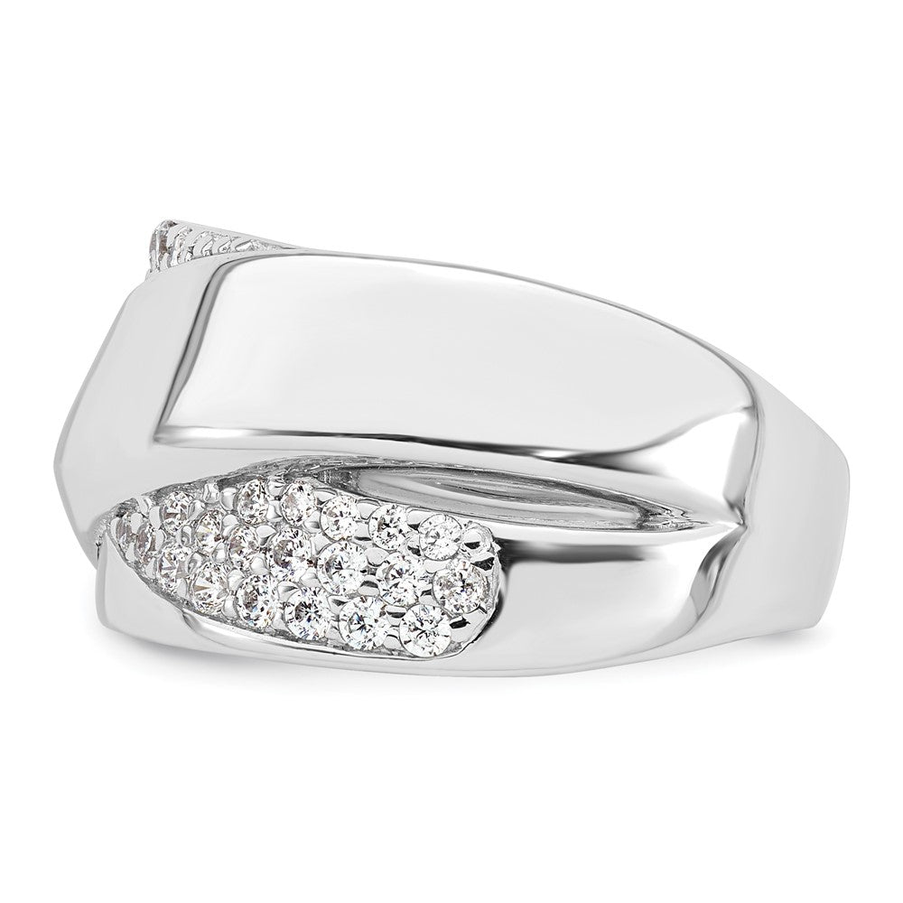 Sterling Silver Rhodium-plated Polished Fancy CZ Ring