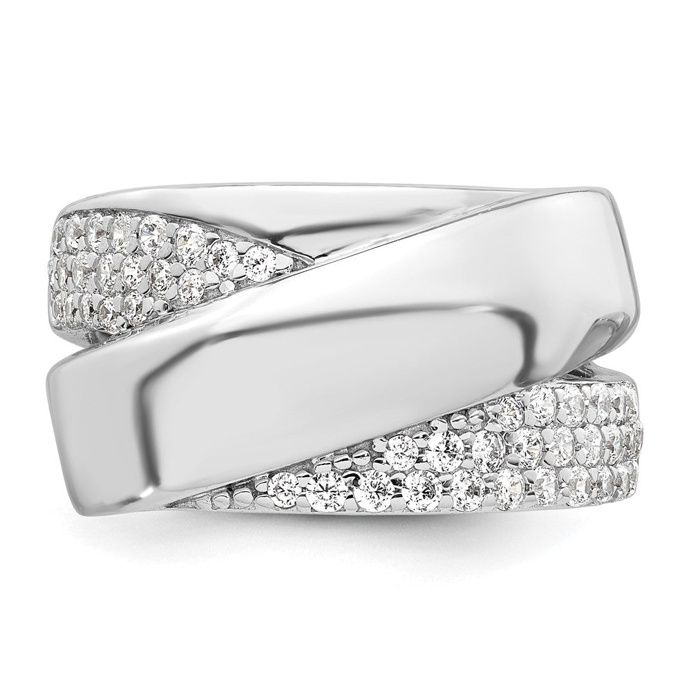 Sterling Silver Rhodium-plated Polished Fancy CZ Ring