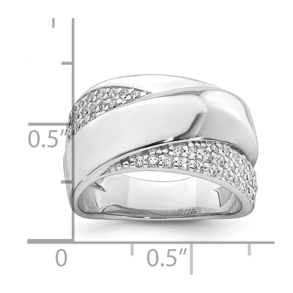Sterling Silver Rhodium-plated Polished Fancy CZ Ring