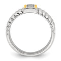 Sterling Silver w/14k Accent Antiqued Polished CZ Triple Twisted Ring