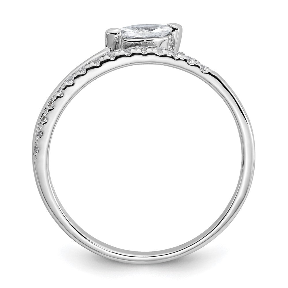 Sterling Silver Rhodium-plated Polished Fancy CZ Ring