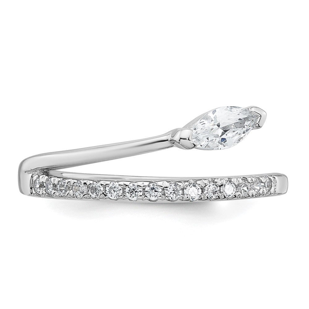 Sterling Silver Rhodium-plated Polished Fancy CZ Ring
