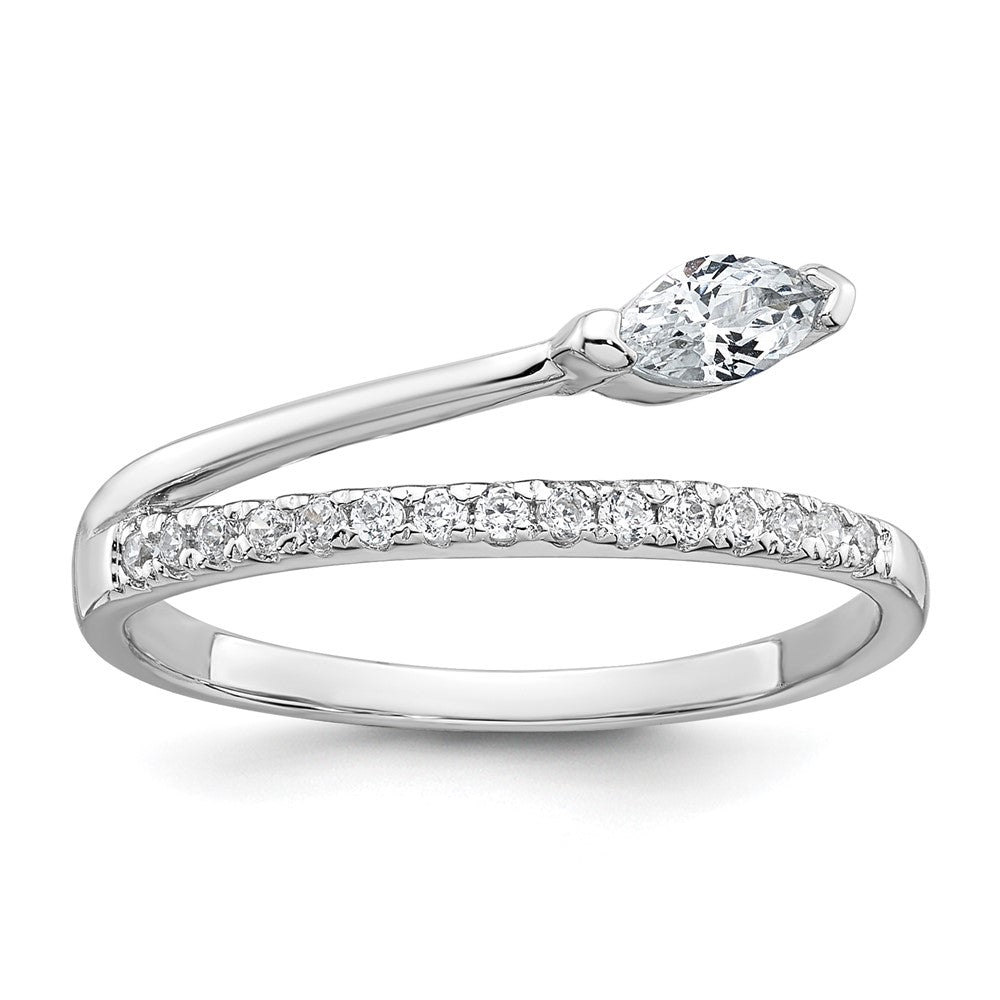 Sterling Silver Rhodium-plated Polished Fancy CZ Ring