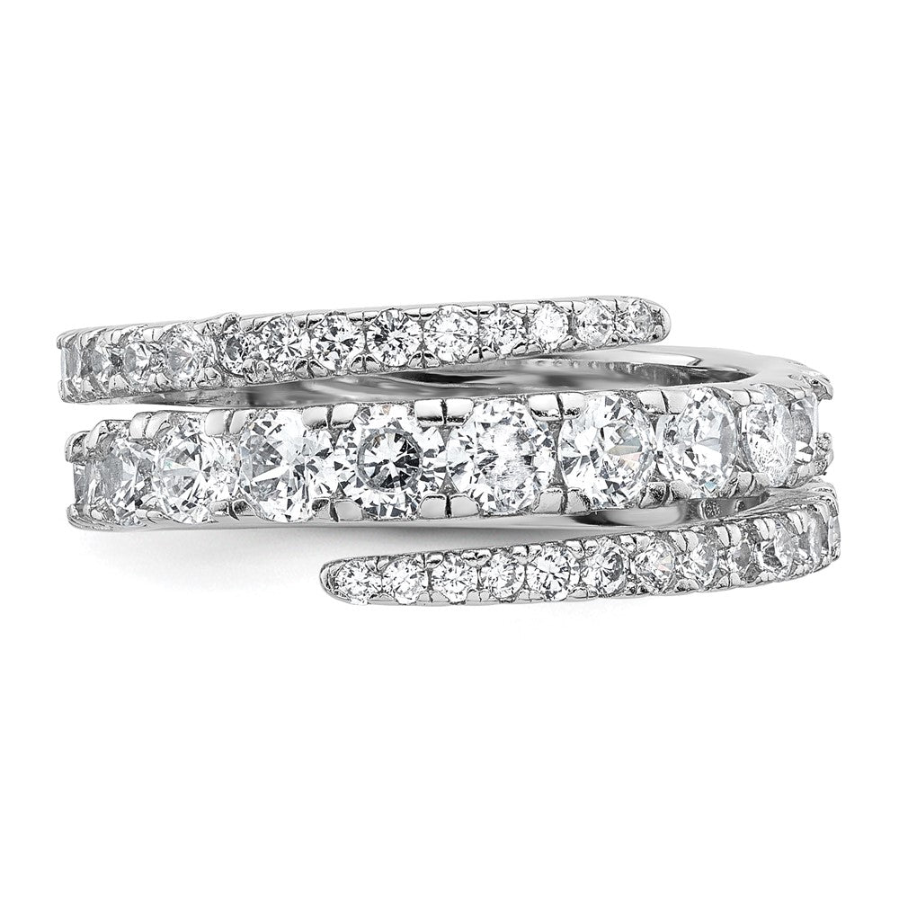 Sterling Silver Rhodium-plated Polished CZ Wrapped Band Ring