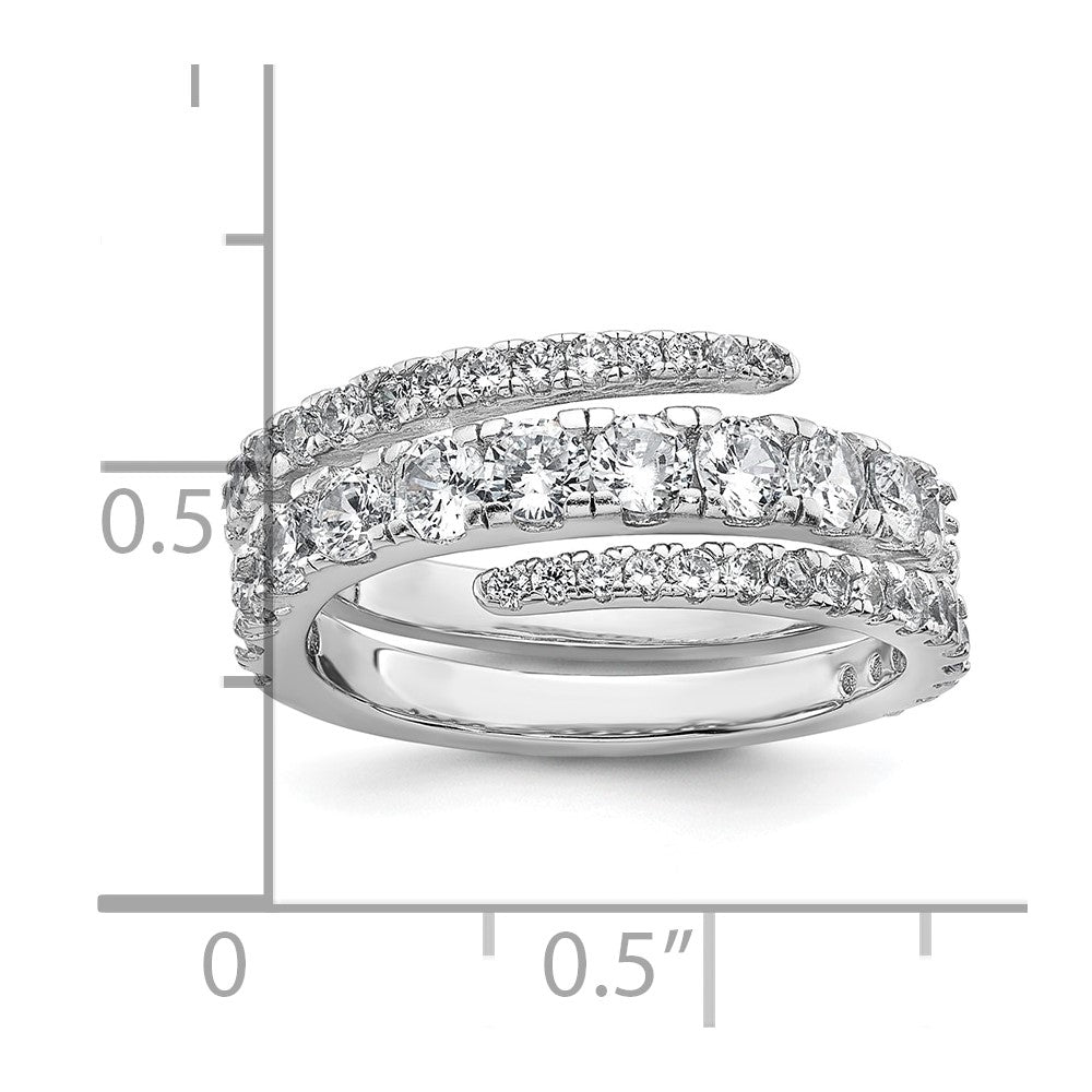 Sterling Silver Rhodium-plated Polished CZ Wrapped Band Ring