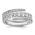 Sterling Silver Rhodium-plated Polished CZ Wrapped Band Ring