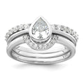 Sterling Silver Rhodium-plated Polished Teardrop CZ 3 Ring Set