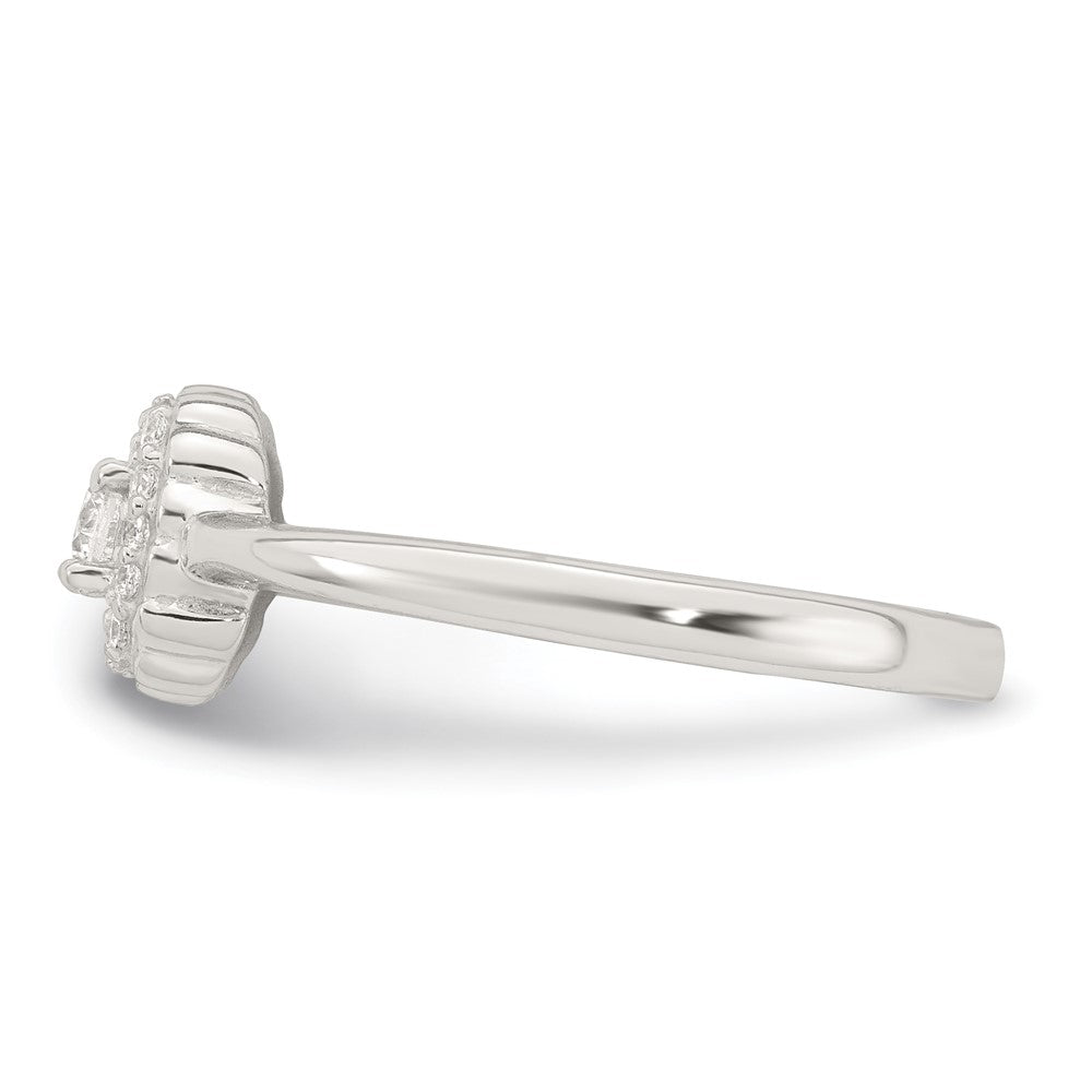 Sterling Silver Polished Halo CZ Ring
