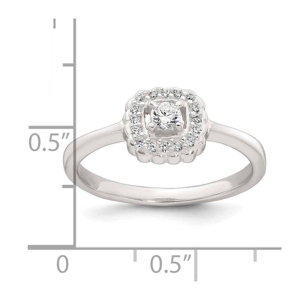 Sterling Silver Polished Halo CZ Ring
