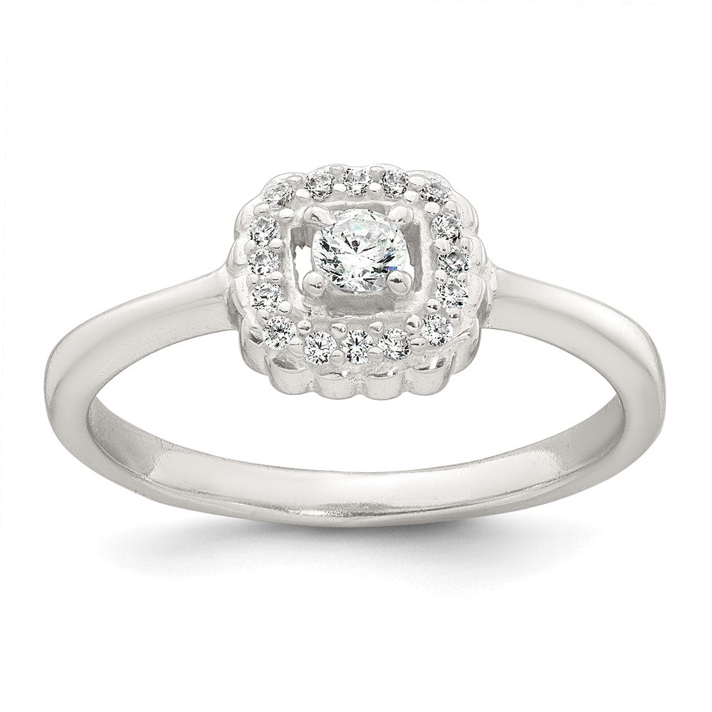 Sterling Silver Polished Halo CZ Ring