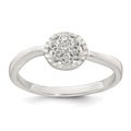 Sterling Silver Polished and Grooved CZ Flower Ring