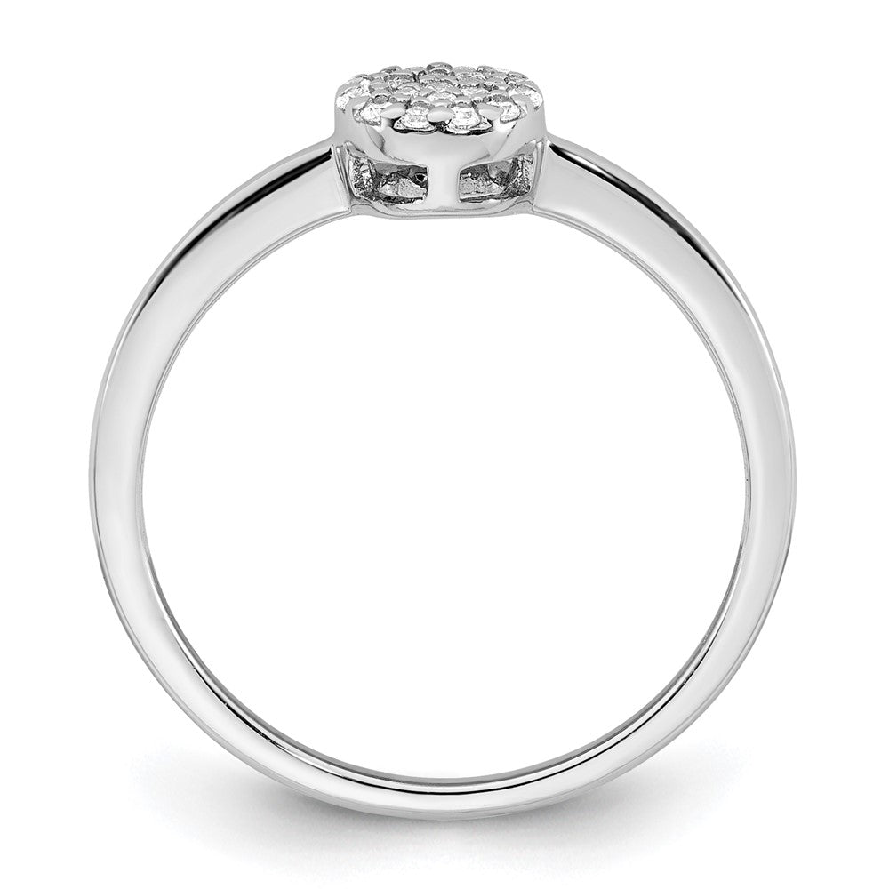 Sterling Silver Rhodium-plated Polished Pave CZ Circle Ring