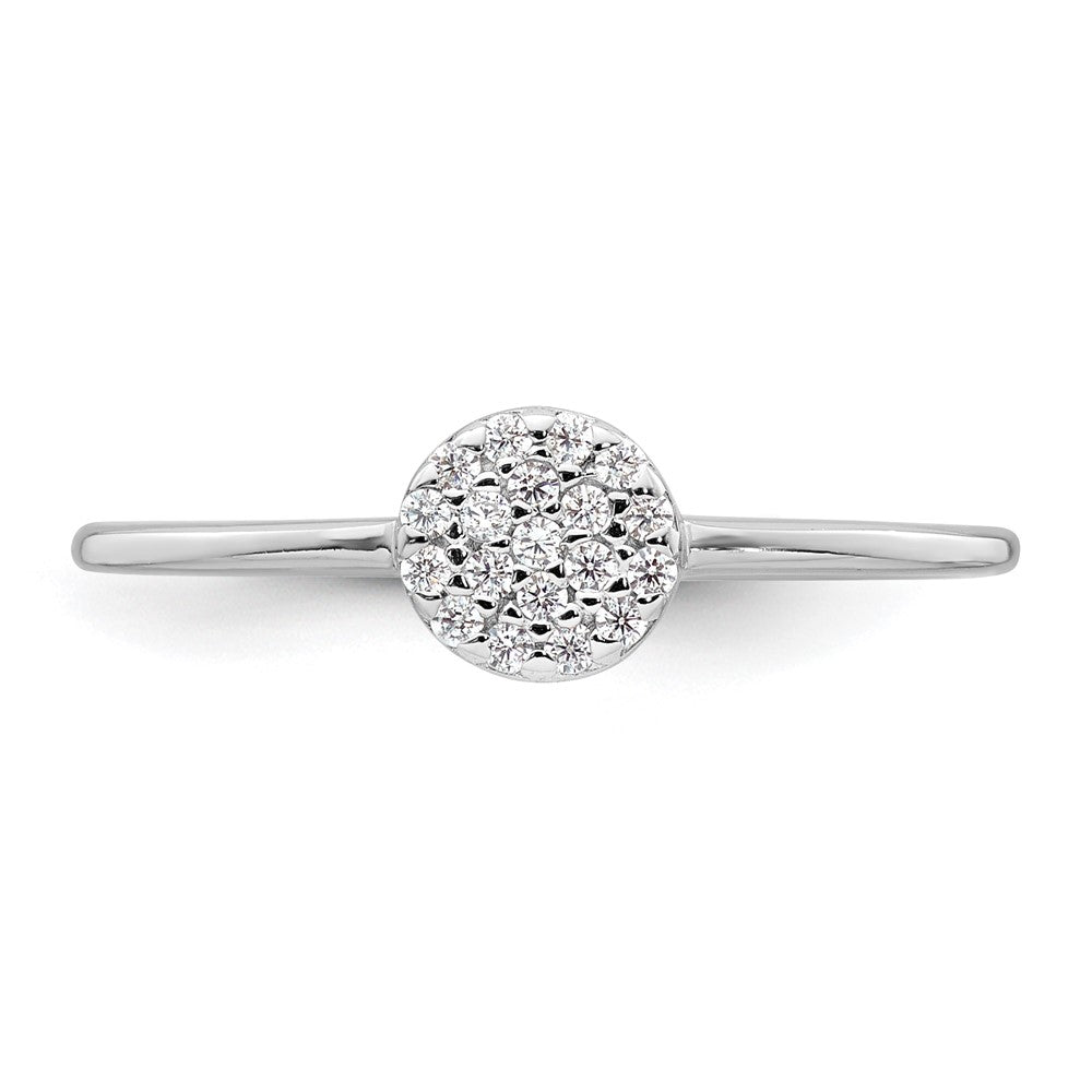Sterling Silver Rhodium-plated Polished Pave CZ Circle Ring
