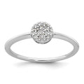 Sterling Silver Rhodium-plated Polished Pave CZ Circle Ring