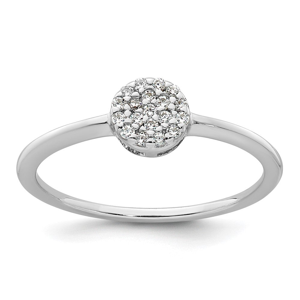 Sterling Silver Rhodium-plated Polished Pave CZ Circle Ring