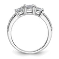 Sterling Silver Rhodium-plated Polished CZ Three Stone Ring