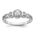 Sterling Silver RH-plated Polished CZ Halo Heart Ring