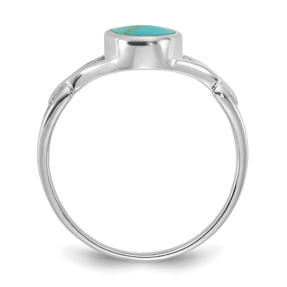 Sterling Silver Rhodium-plated Polished Reconstituted Turquoise Ring