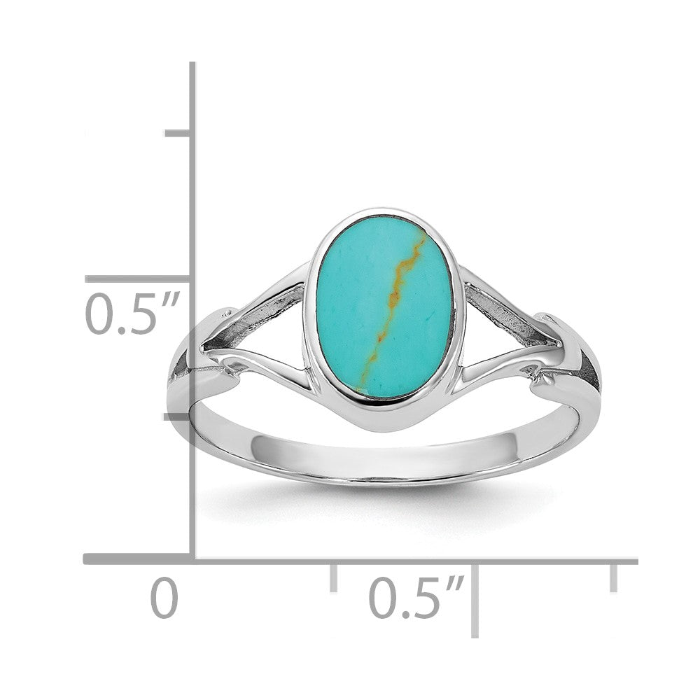 Sterling Silver Rhodium-plated Polished Reconstituted Turquoise Ring