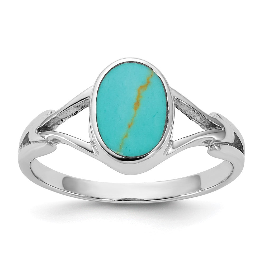 Sterling Silver Rhodium-plated Polished Reconstituted Turquoise Ring