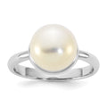 Sterling Silver Rhodium-plated 10-11mm Button FWC Pearl Ring
