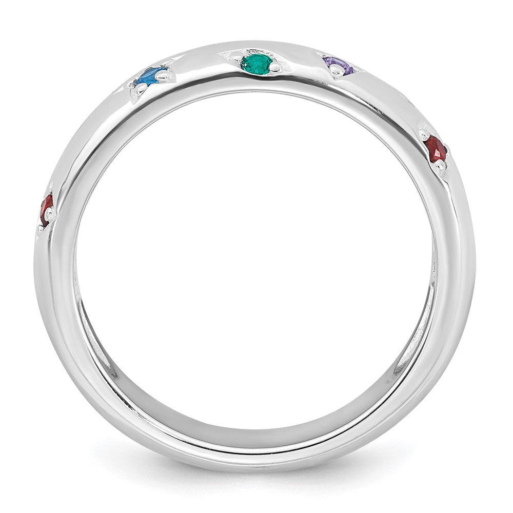 Sterling Silver RH-plated Polished 5.0mm Multicolor CZ Shapes Ring
