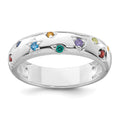 Sterling Silver RH-plated Polished 5.0mm Multicolor CZ Shapes Ring