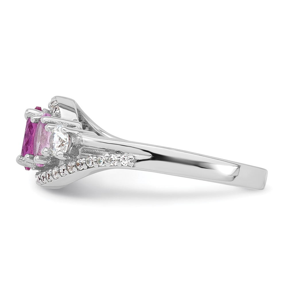 Sterling Silver RH-plated Polished CZ 5 Stone Ring