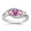 Sterling Silver RH-plated Polished CZ 5 Stone Ring