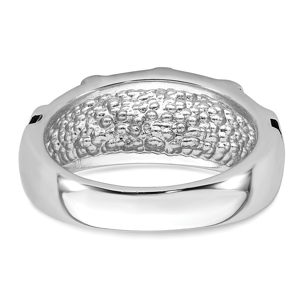 Sterling Silver Rhodium-plated Enameled Polished Multi Cross Men's Ring