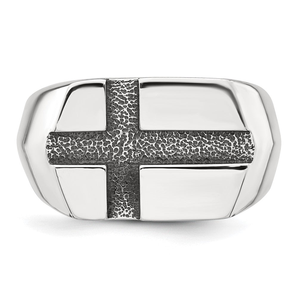 Sterling Silver Antiqued Cross Men's Ring
