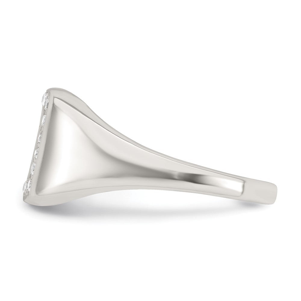 Sterling Silver Polished CZ Square Border Men's Signet Ring