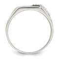 Sterling Silver Polished Black Enamel CZ Men's Signet Ring