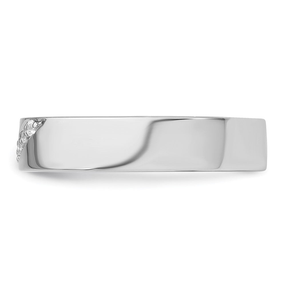 Sterling Silver Rhodium-plated Polished CZ Men's Ring
