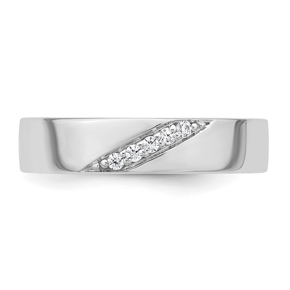 Sterling Silver Rhodium-plated Polished CZ Men's Ring