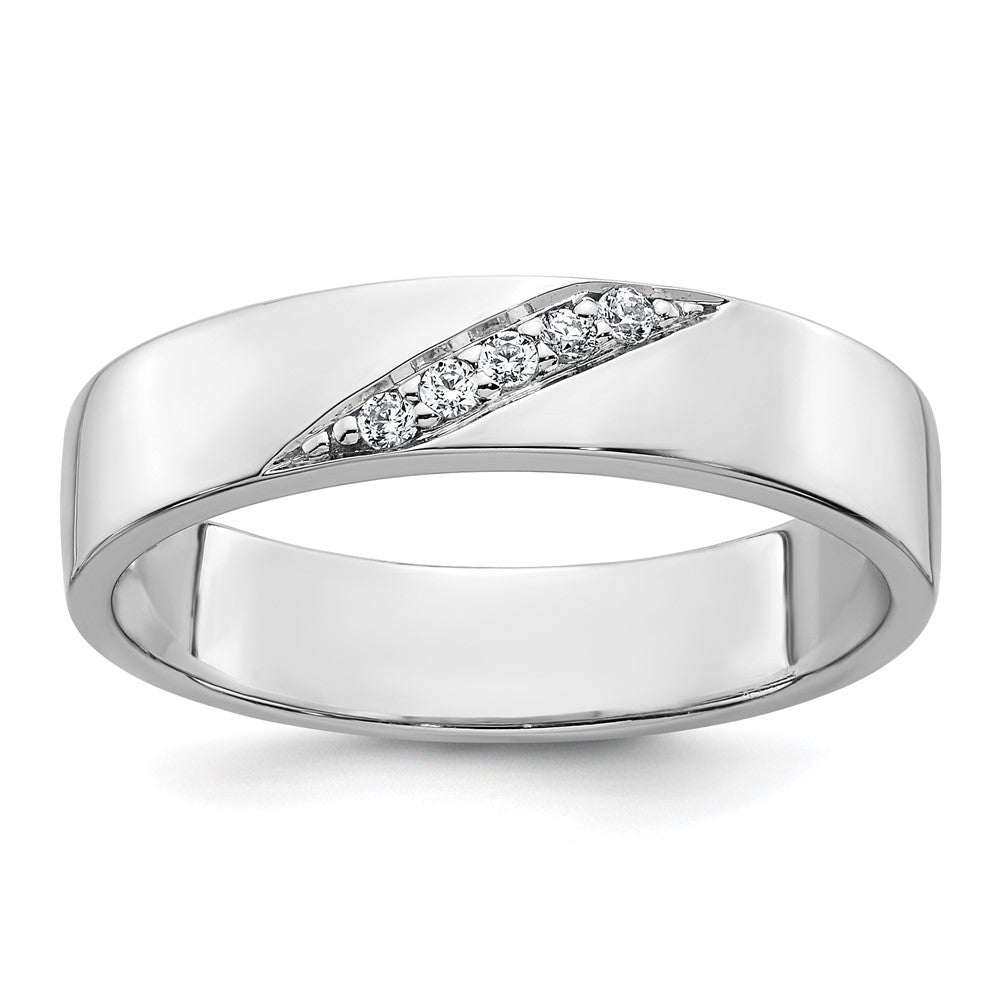 Sterling Silver Rhodium-plated Polished CZ Men's Ring