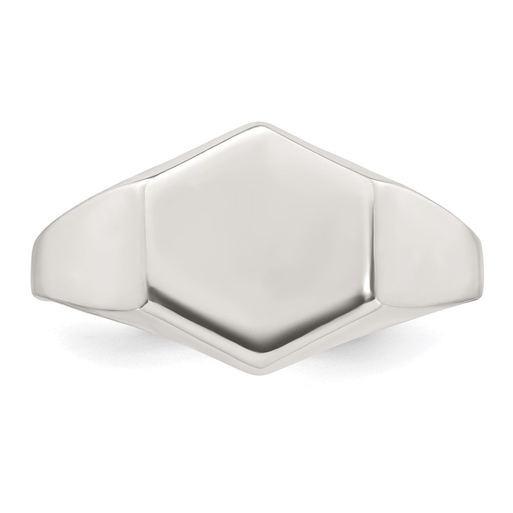 Sterling Silver Polished Hexagon Men's Signet Ring