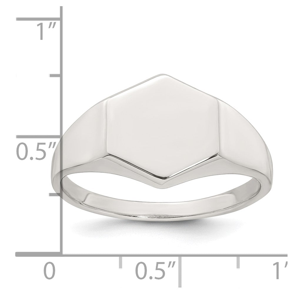 Sterling Silver Polished Hexagon Men's Signet Ring