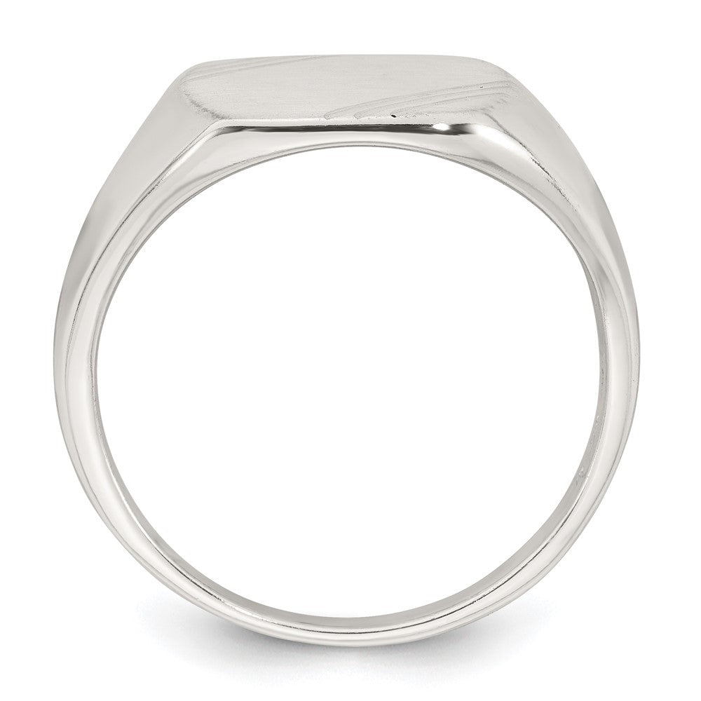 Sterling Silver Polished Brushed and Grooved Men's Signet Ring