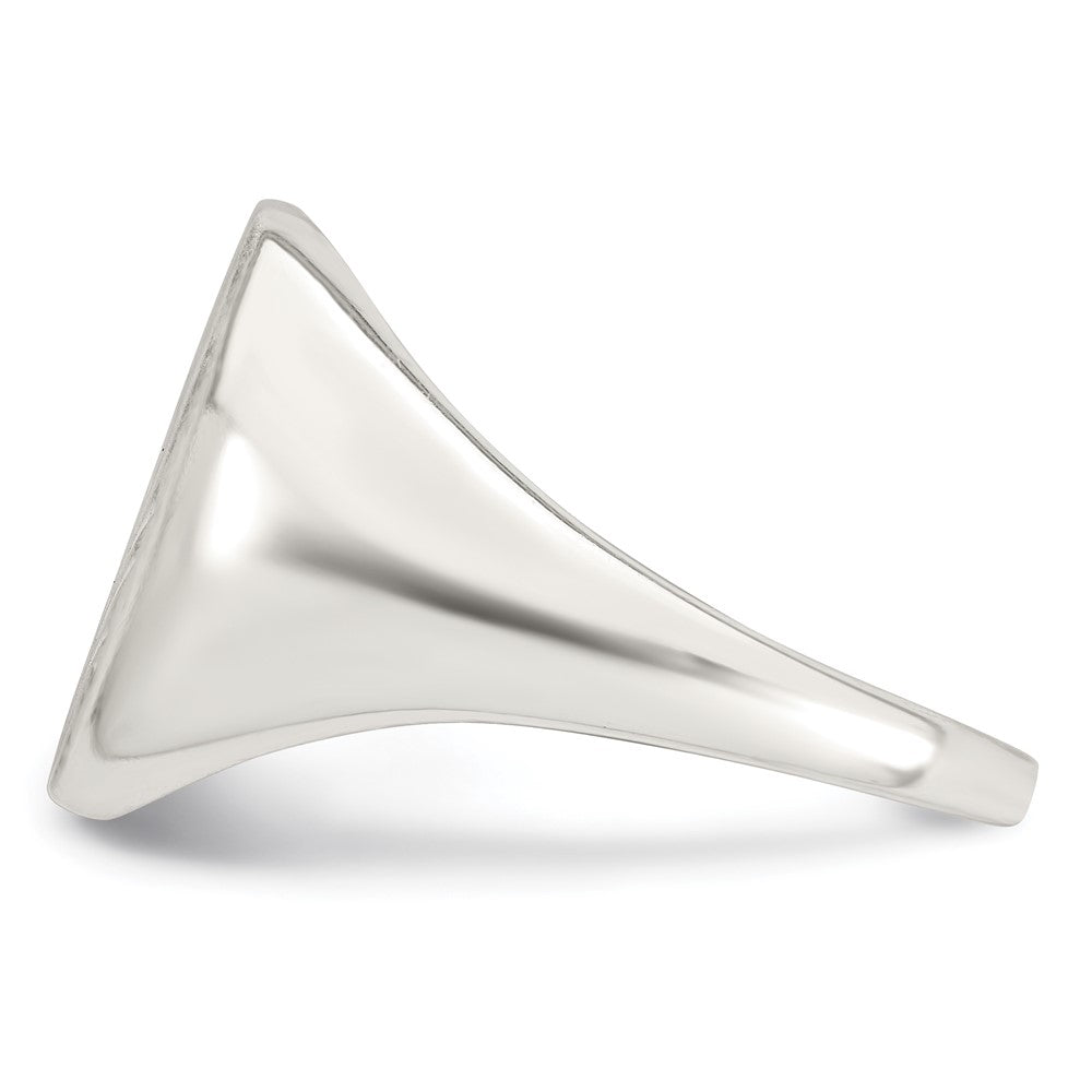 Sterling Silver Polished Brushed and Grooved Men's Signet Ring