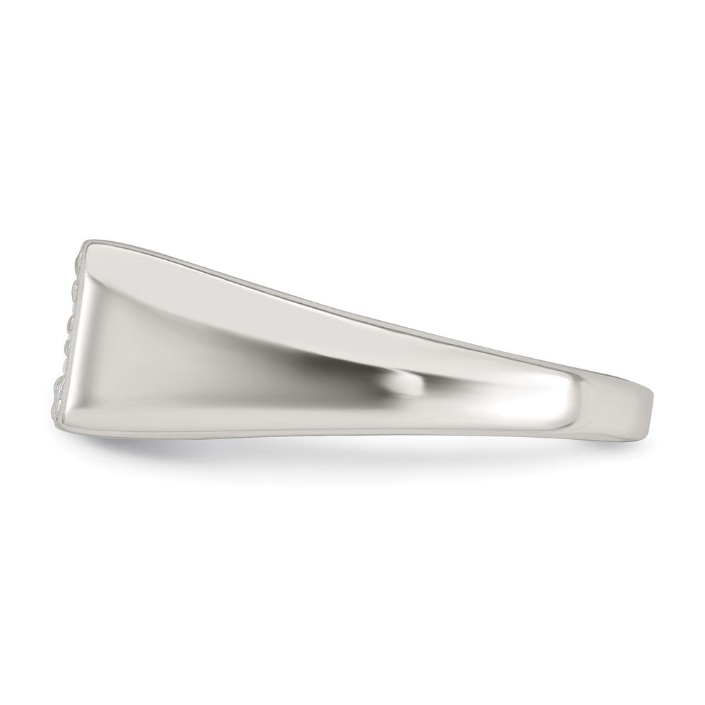 Sterling Silver Polished CZ Rectangular Men's Signet Ring