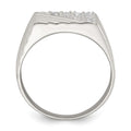 Sterling Silver Polished and Grooved CZ Men's Ring