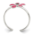 Sterling Silver Pink Enameled Floral Toe Ring