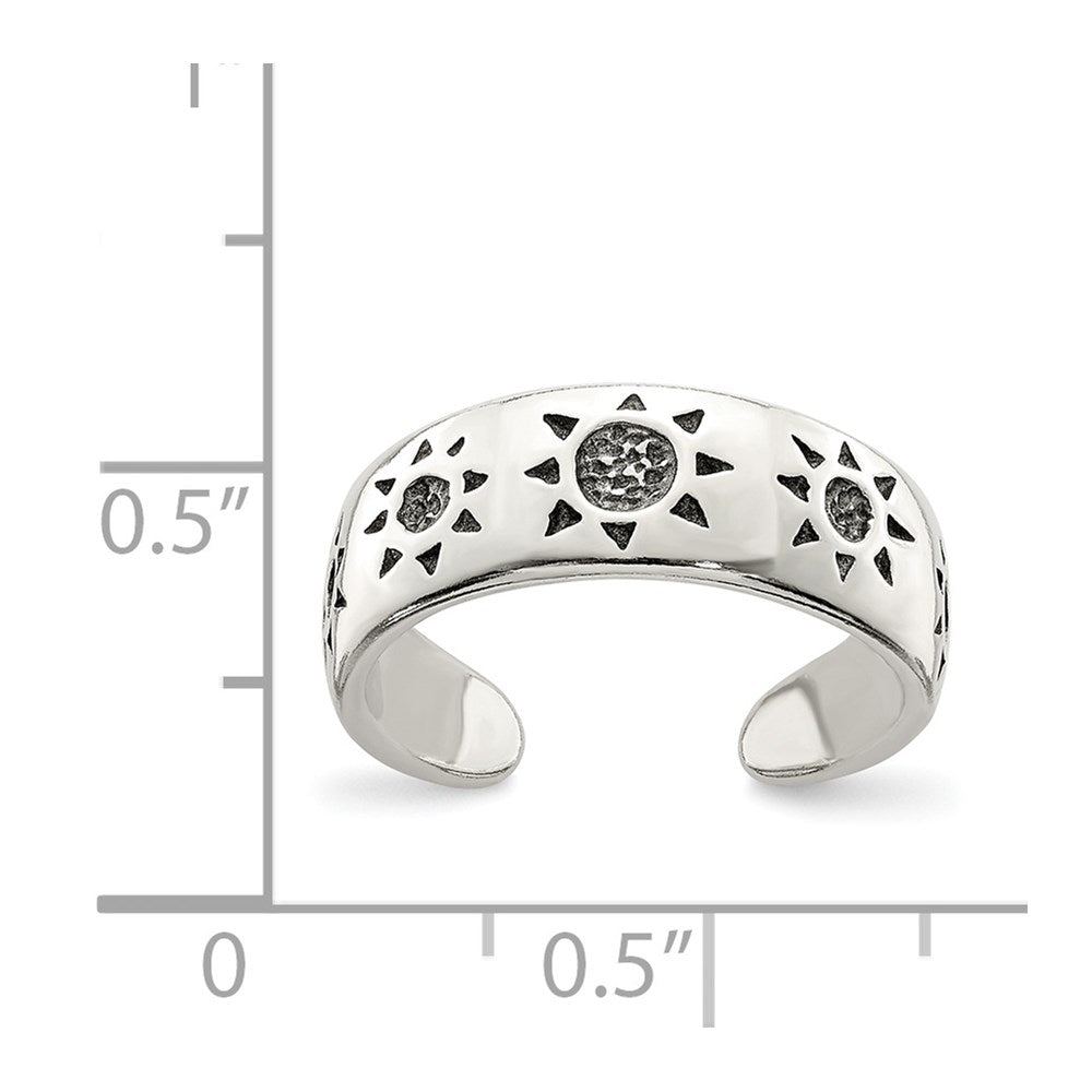 Sterling Silver Antiqued Sun Toe Ring