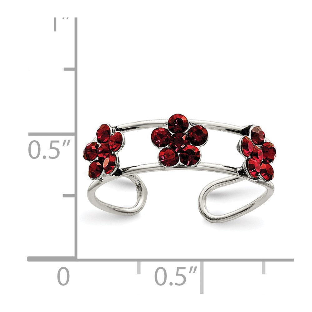Sterling Silver Stellux™ Crystal Floral Toe Ring
